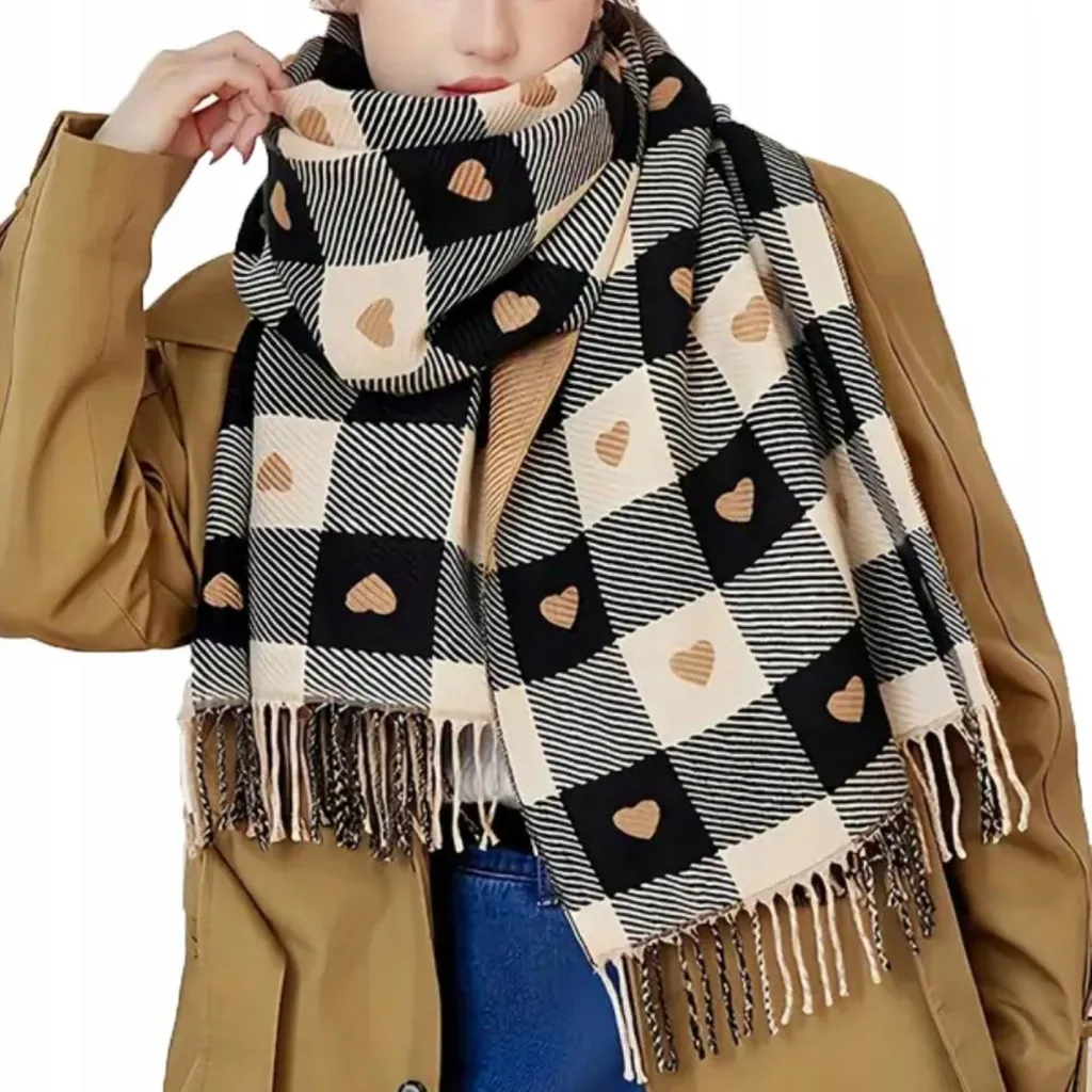Durio Sciarpa Triangolare Donna Invernale In Morbido Cashmere Con Frange - Coperta Elegante E Calda 180x30 Cm - 4
