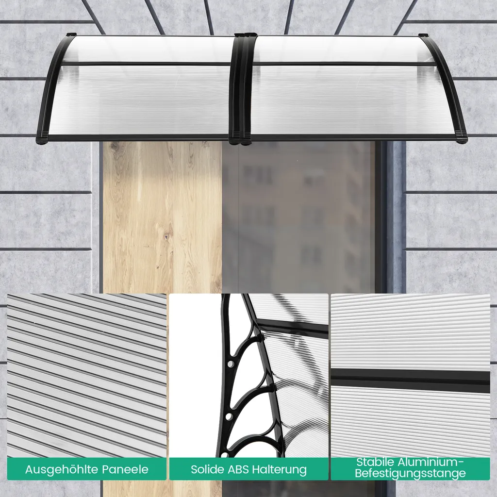 Pensilina COSTWAY per porta d'ingresso 122 x 99 cm, pensilina in alluminio e policarbonato, pensilina ad arco trasparente, pensilina per porta d'ingresso, pensilina per porta d'ingresso, pensilina per porta d'ingresso, pensilina per porta d'ingresso - 5