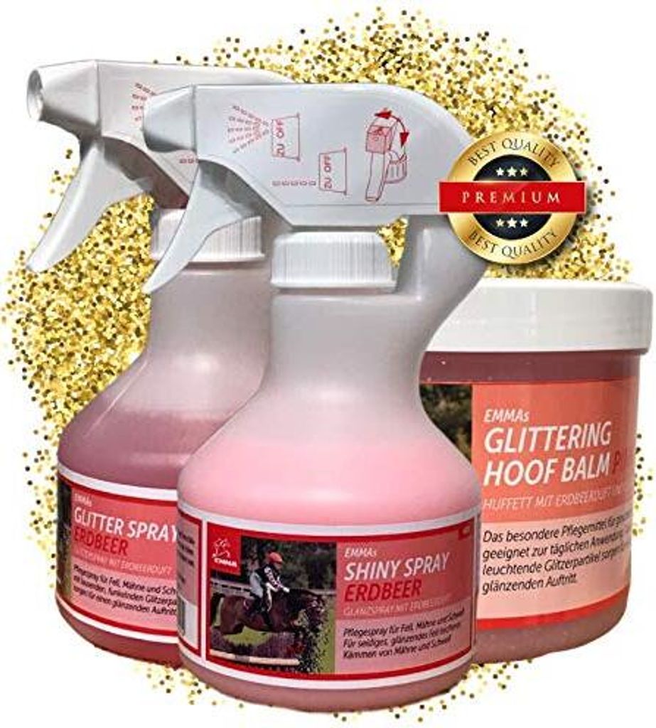 EMMA ♥ Pferdepflege - Set 3 teilig, Pferde Glitzerspray, Produktbild