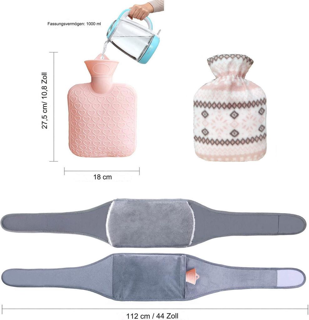 Wärmflasche Wärmflaschengürtel, Wärmeflaschen mit bezug und Produktbild 2
