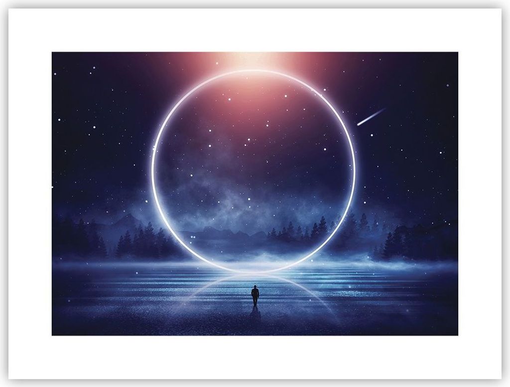 Poster - Poster ohne Rahmen - Fantasie Ring Kosmos - 40x30 cm - Wand Bild - Wanddeko - Wandbilder - Kunstposter - Wandposter - Bilder - Kunstdruck ...