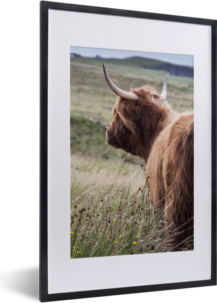 MuchoWow Gerahmtes Poster Schottische Highlander - Natur - Meer 40x60 cm - Poster mit Schwarzem Bilderrahmen Wandposter Rahmen Foto Bilder - Post...