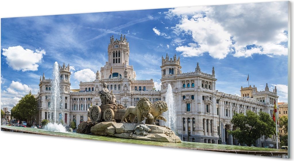 Glasbilder 125x50 Wandkunst Spanien Brunnen Palace Madrid