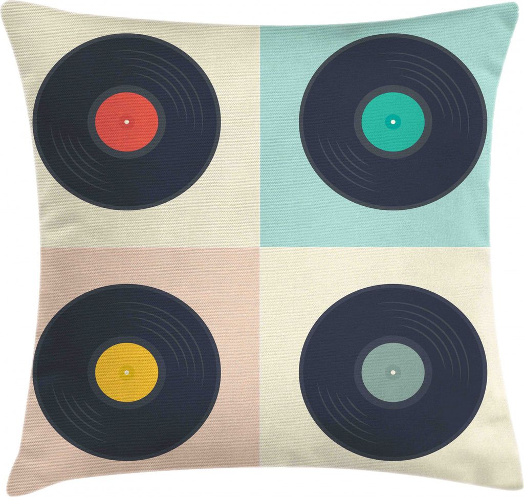 ABAKUHAUS Gedämpfte Farben Kissenbezug, Pastell Rekord Discs, für den Innen oder Außen Bereich geeignet mit Reißverschluß Waschbarer Stoff, 45...