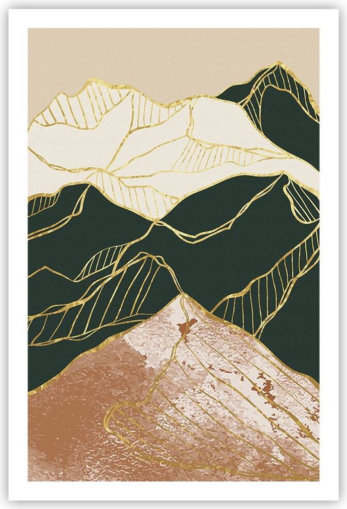 Poster - Poster ohne Rahmen - Abstrakt Landschaft Berge - 61x91,5 cm - Wand Bild - Wanddeko - Wandbilder - Kunstposter - Wandposter - Bilder - Kuns...