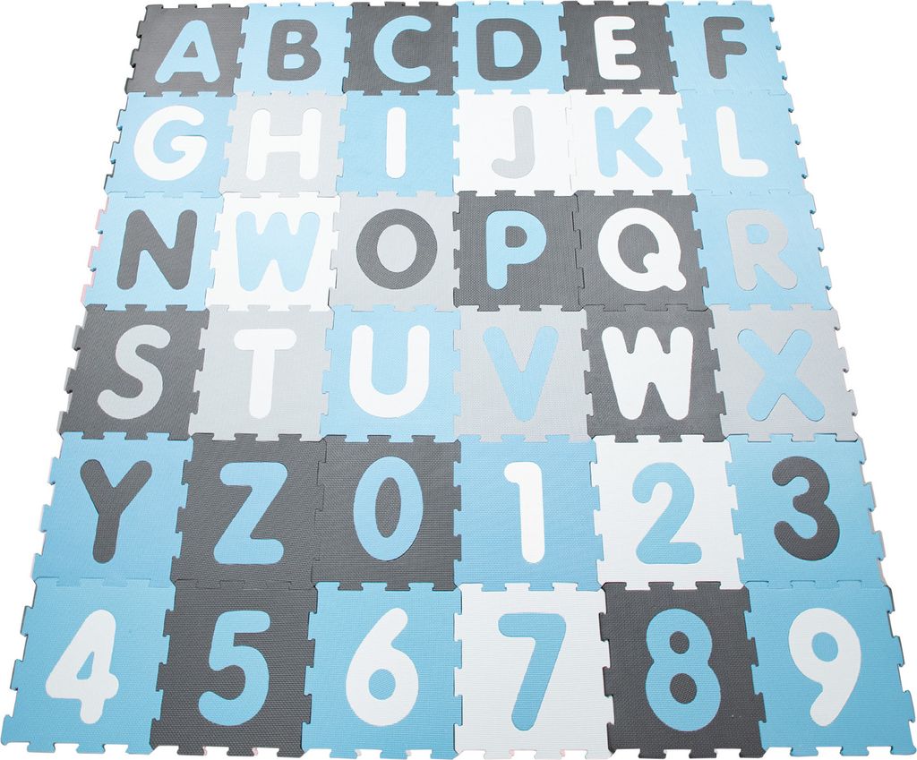 Puzzlematte Spielmatte Schaumstoffmatte Baby Kinder Matte Zahlen Buchstaben Pastell 36 Teile Grösse 32x32 cm x 36 Stk.