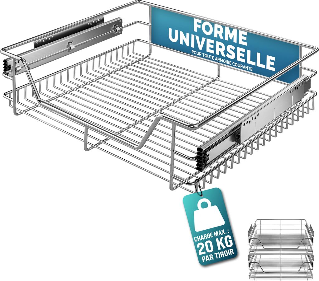 CASARIA® 2x Tiroir télescopique de rangement 60 cm pour Image du produit 