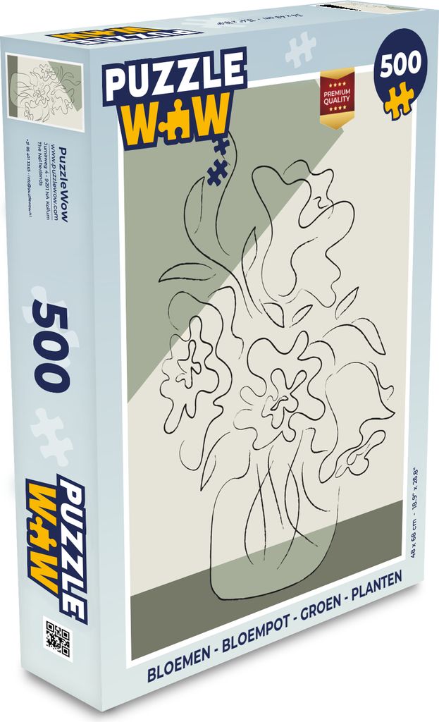 MuchoWow Puzzle 500 Teile Blumen - Blumentopf - Grünzeug - Pflanzen - Linienkunst - Denken - Spiel - Toy