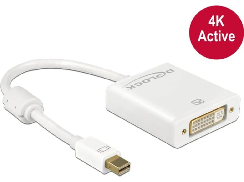 Convertir mini Displayport en DVI facilement avec l'adaptateur blanc 20cm