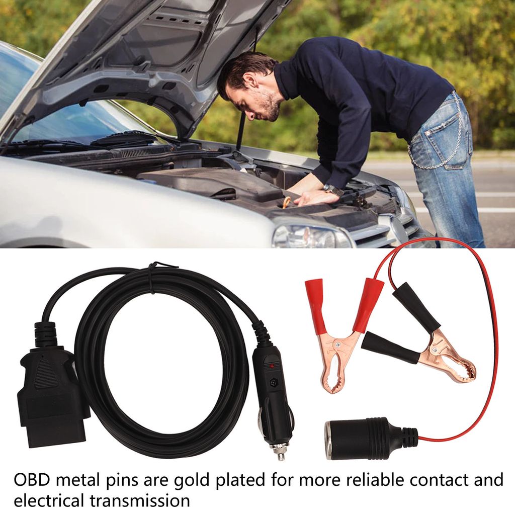 Aramox Salvamemoria Universale OBD2 Con Clip E Presa Accendisigari - Cavo 3 Metri, Plug And Play, Protegge Dati ECU Durante Sostituzione Batteria