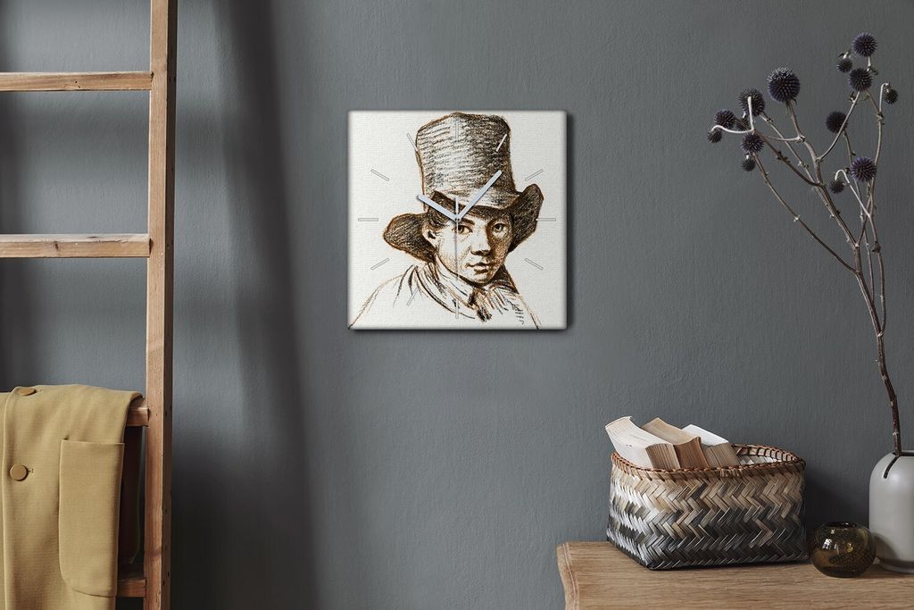 Coloray Hodiny Unikátní 30x30 cm Tiché hodiny Pro obývací pokoj a kuchyň Nástěnné hodiny Plátno Bílé ručičky hodin - chlapeček