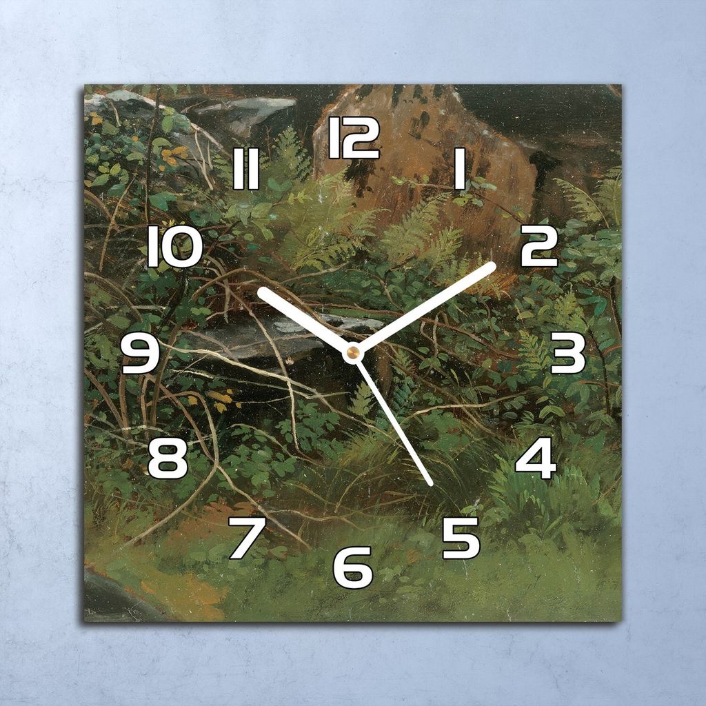 Deko Glasuhr Wanduhr 30x30 Waldbild Herbst Quarz Küchenuhr Bürouhr