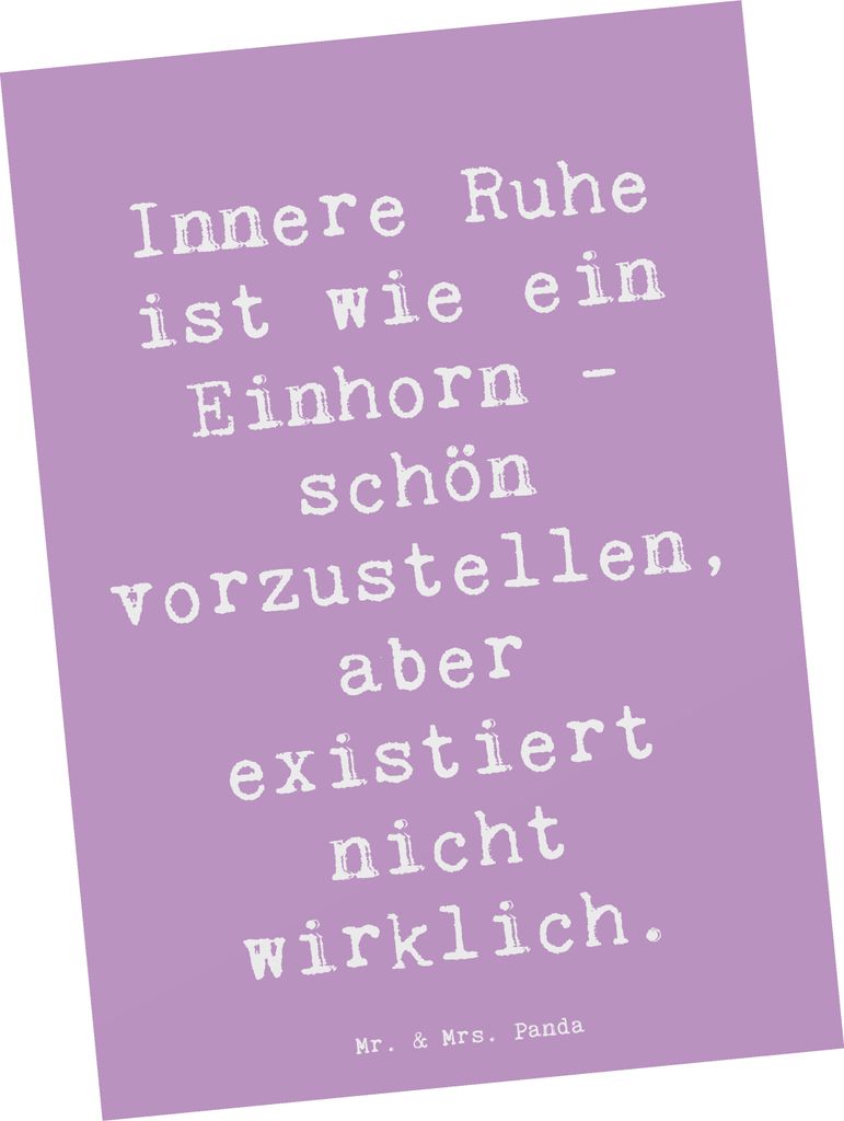 Mr. & Mrs. Panda Postkarte Spruch Innere Ruhe - Lavendeltraum - Geschenk, bildkarte, Lebensweisheit, Frieden, Meditation, Harmonie, Stimmungen, Zit...