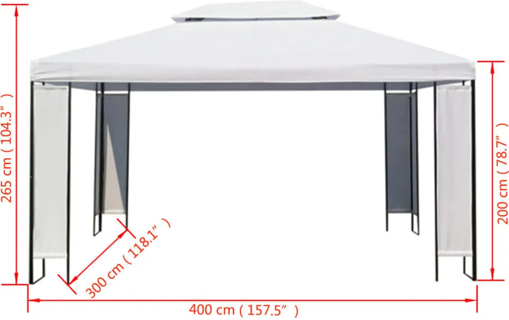 Pavillon de jardin 3x4 m résistant aux UV - Tente blanche multi-usage