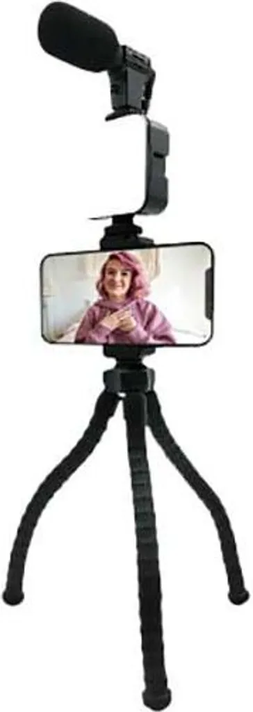 Support de Vlogging Multifonction avec LED et Micro pour Smartphone Noir - 6