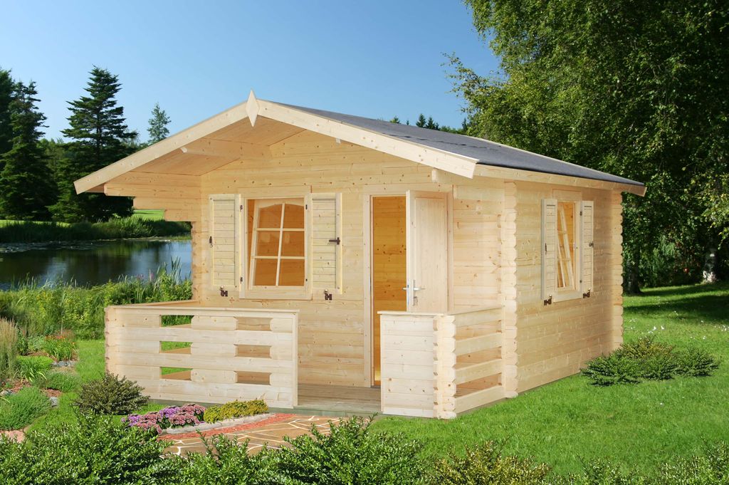 Gartenhaus Palmako Emma 10,4+4,2 m² inkl. Fußboden 394 x 490 cm natur