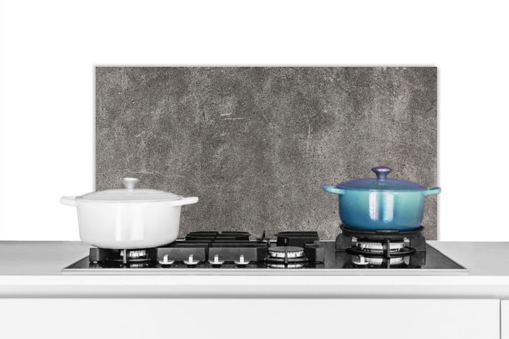 KitchenYeah Spritzschutz Küche - Küchenrückwand - Wandschutz für Herd und Spüle - Beton - Grau - Industriell 90x45 - Alu-Dibond (Alternativ...