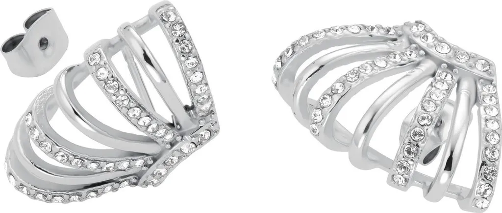 Boucles d'oreilles en acier inoxydable et véritable strass chic