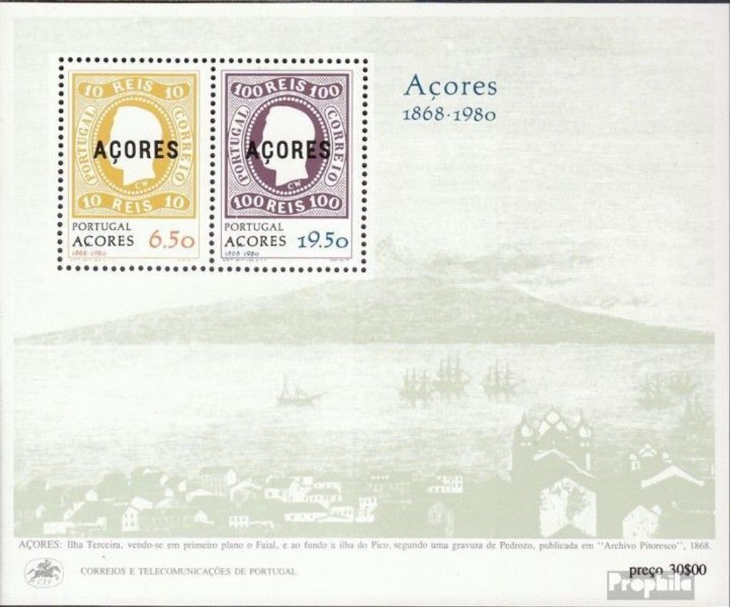 Briefmarken Portugal - Azoren 1980 Mi Block1 (kompl.Ausg.) postfrisch Erste Markenausgabe der Azoren
