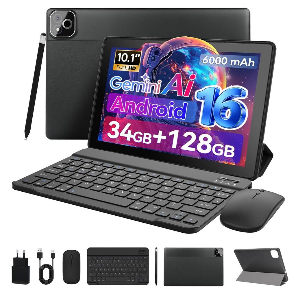 Tablet 10.1" HD Android 16, Octa-Core, 34GB RAM, 128GB Produktbild 