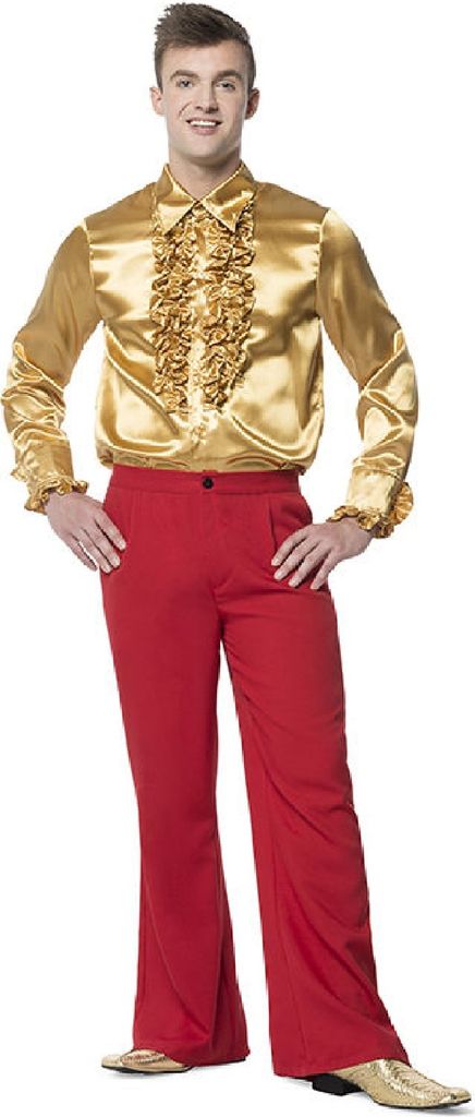 L330033J-XS gold Herren Rüschenhemd Discohemd Gr.XS