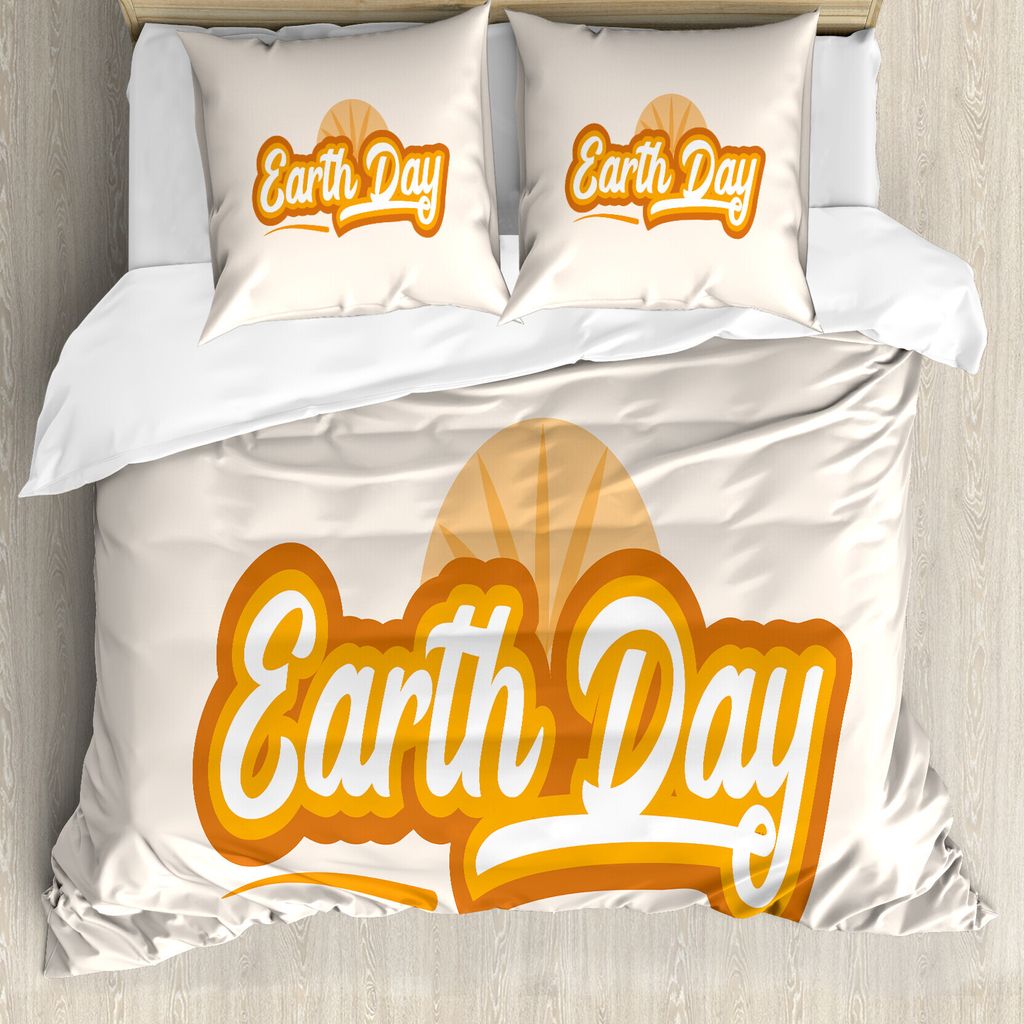 ABAKUHAUS Tag der Erde Bettbezug Set für Einzelbetten, Retro Tangerine Tones, Milbensicher Allergiker geeignet mit Kissenbezug, 200 cm x 200 cm - ...