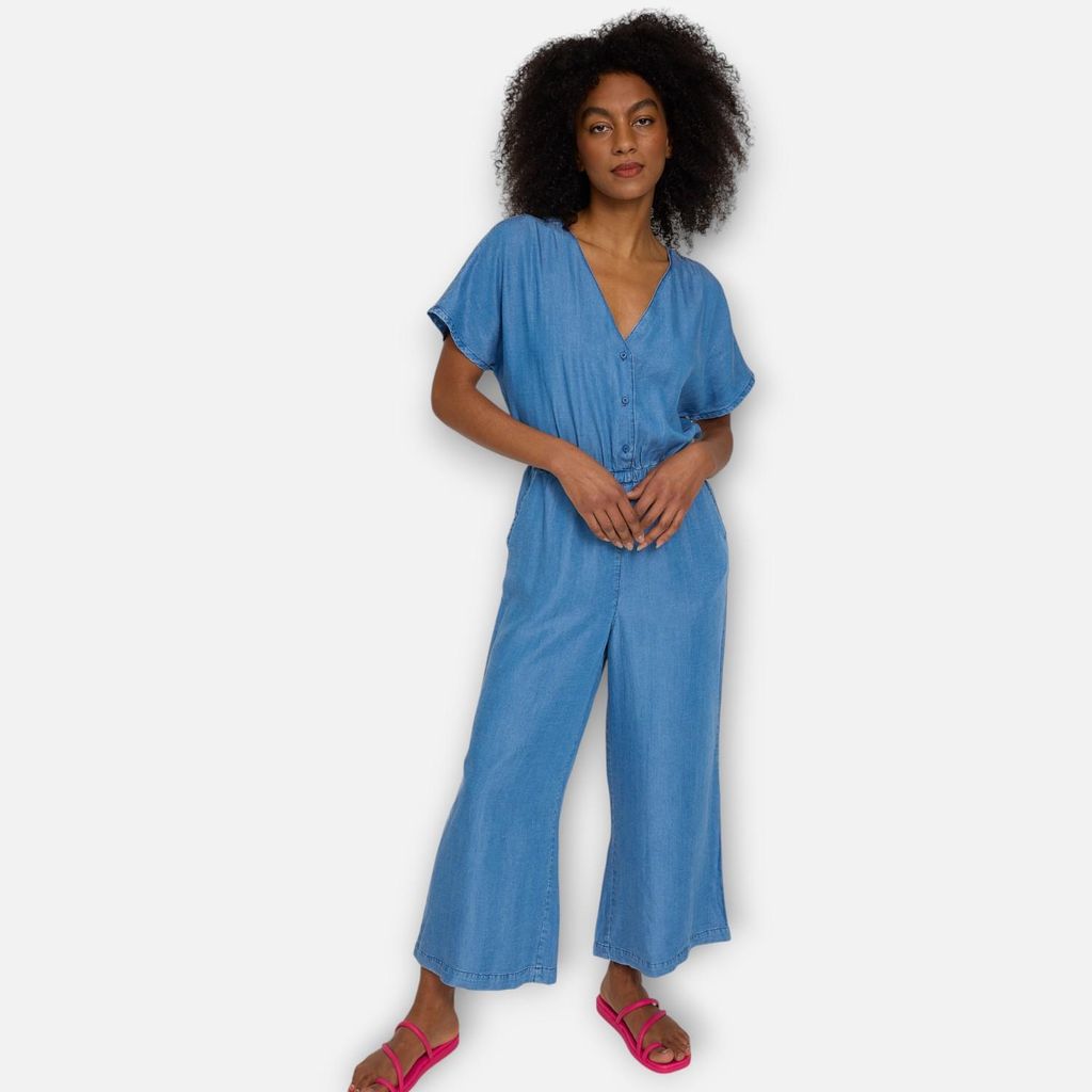 MAZINE Wide Leg Lyocell Jumpsuit, Farbe dark blue wash, Größe L