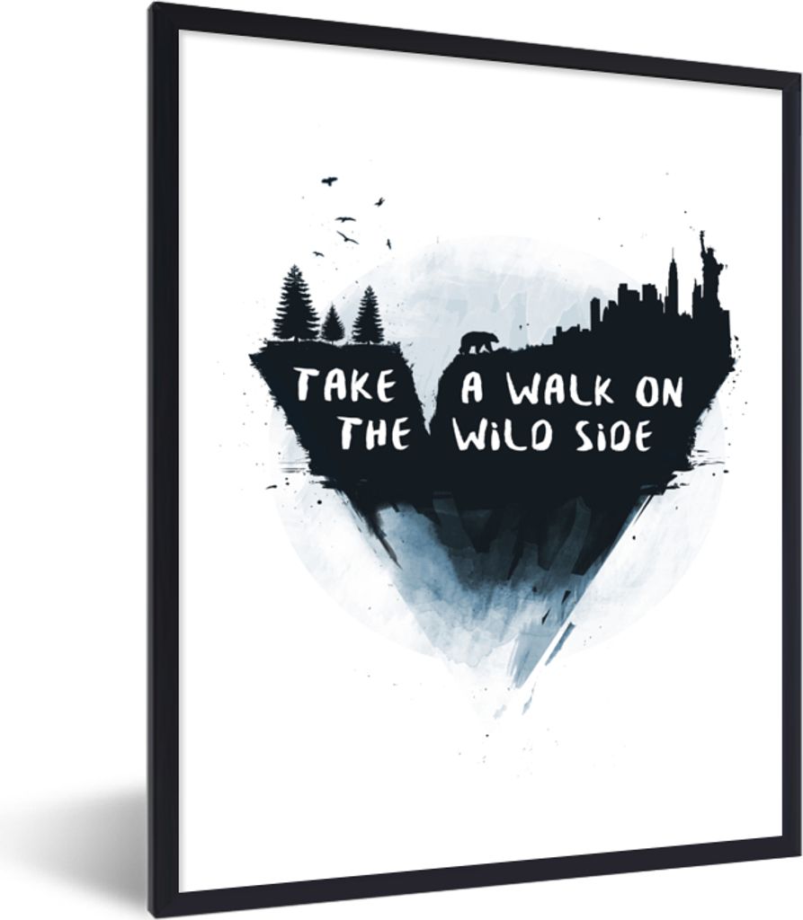 MuchoWow Gerahmtes Poster Natur - Stadt - Bär - Zitat 30x40 cm - Poster mit Schwarzem Bilderrahmen Wandposter Rahmen Foto Bilder - Wanddeko - Ku...