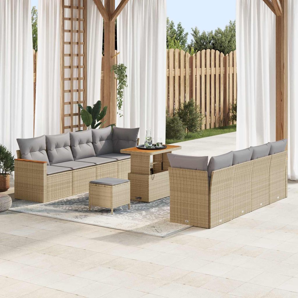 Maison Exclusive - Gartensofa-set 11 pcs Beige Poly-Rattan