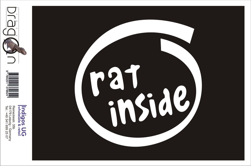 Aufkleber / Autoaufkleber - JDM / Die cut / Auto / OEM - Ratte / Rat inside - 130x120 mm rot - Heckscheibe / Heckscheibenaufkleber