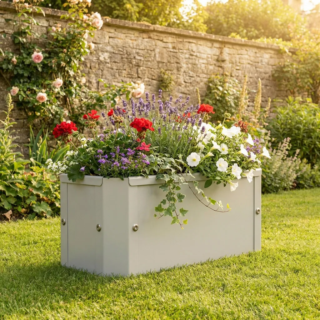 Bac à fleurs rectangulaire Balora S de VCM en métal pour le balcon