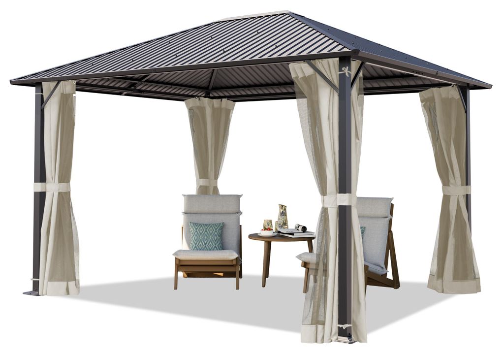 TOOLPORT Tonnelle de Jardin 3x3,65 m avec Toit en Acier - Image du produit 