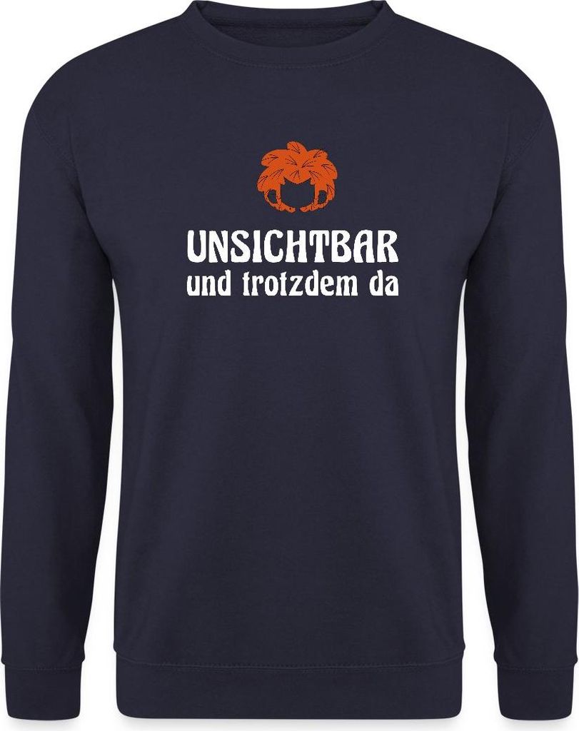 Spreadshirt Pumuckl Mit Spruch Unsichtbar Und Trotzdem Da Uni Pullover, M, Navy