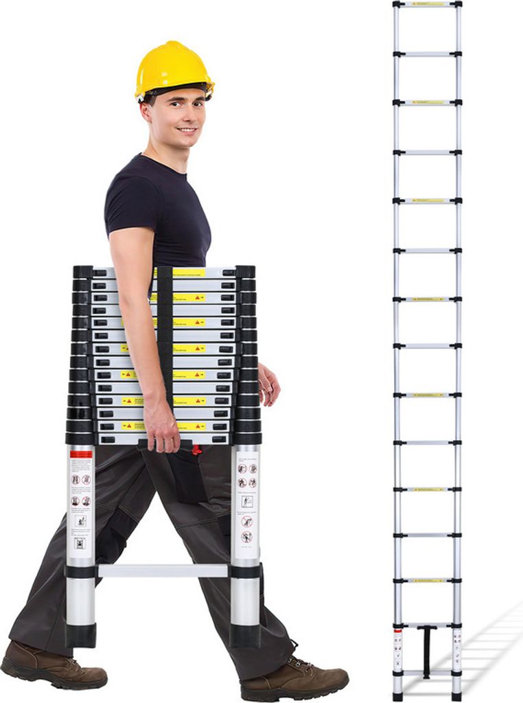 Jopassy 3,8 M Teleskopleiter Anlegeleiter Klappleiter Aluleiter Stehleiter Mehrzweckleiter