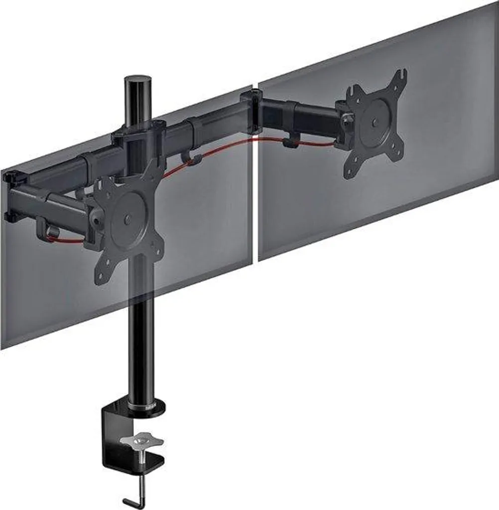 Double bras de moniteur pour bureau ergonomique et gain de place noir