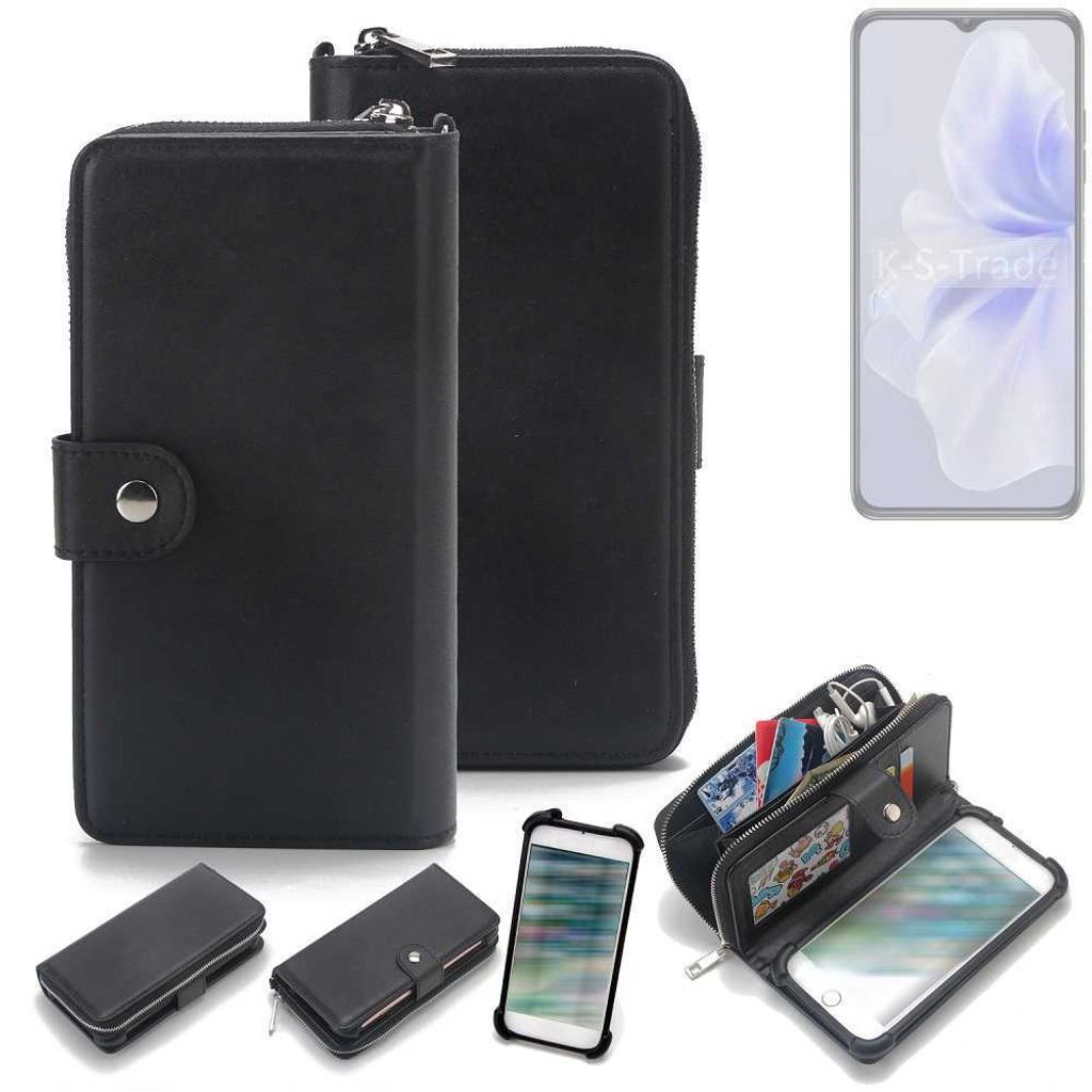 K-S-Trade 2in1 Handyhülle Schutzhülle kompatibel mit Oukitel C38 & Portemonnee Cover Handy Hülle Case Etui Geldbörse Wallet Bookstyle Hülle