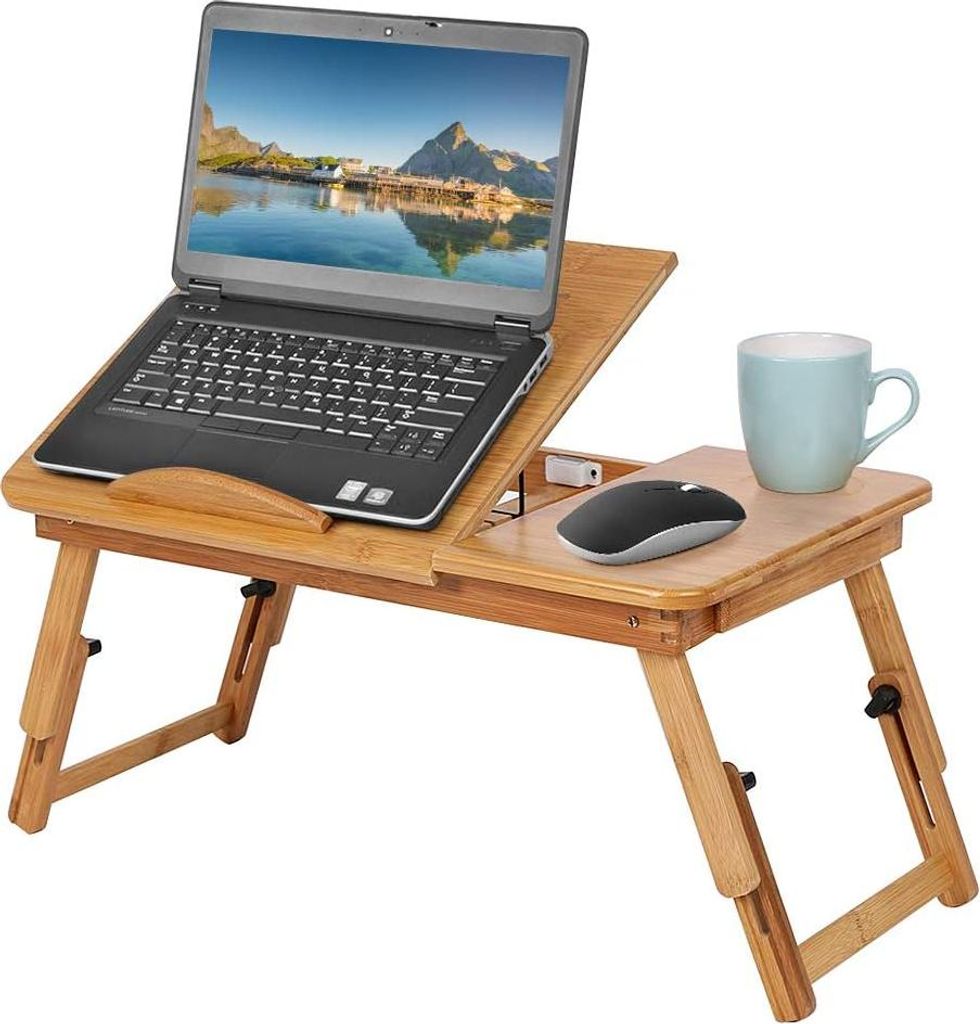 Bamboo Laptop-Bettbureau - verstellbar - multifunktional - 1 Stück - natürlich