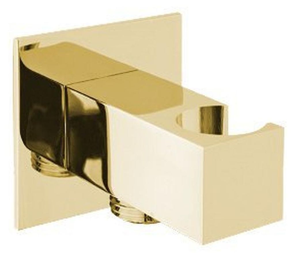 Sapho Brausehalter eckig, fest, mit Schlauchanschluss, Gold