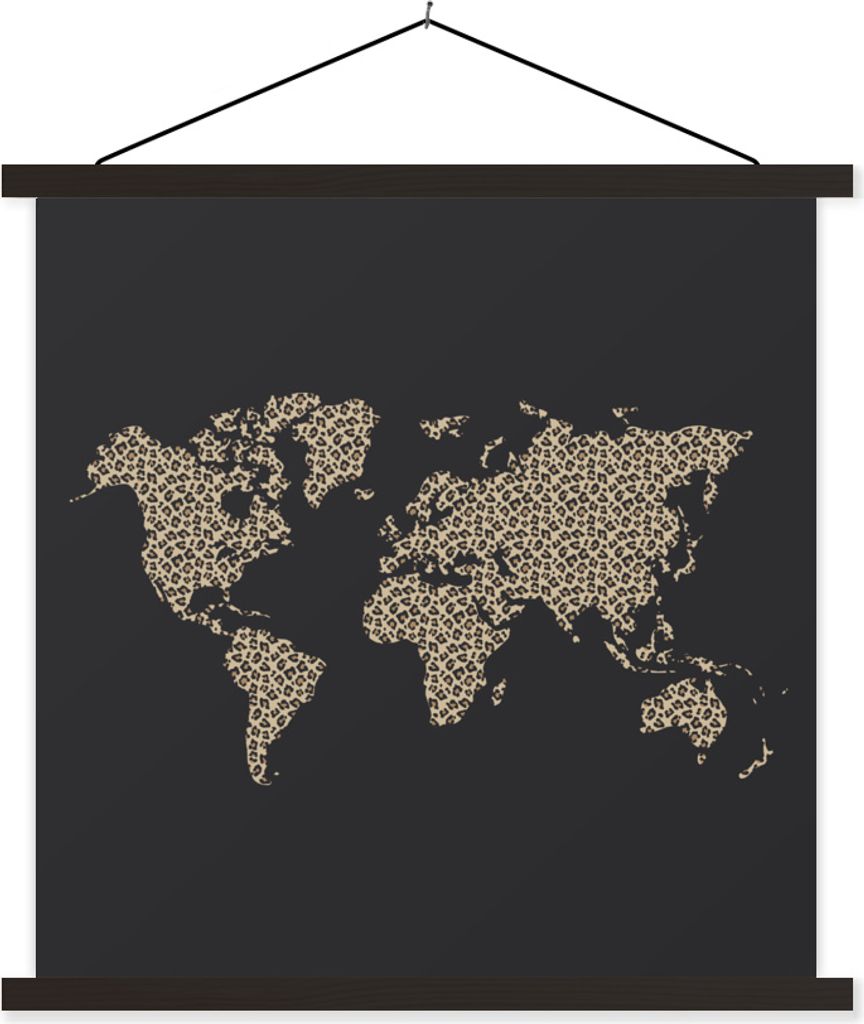 MuchoWow Textilposter Karte - Design - Pantherdruck 40x40 cm mit schwarzem Rahmen - Fotos