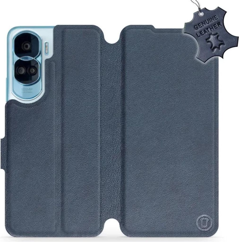 Echtleder Handyhülle für Honor 90 Lite, Mobiwear Leather, Dunkelblau