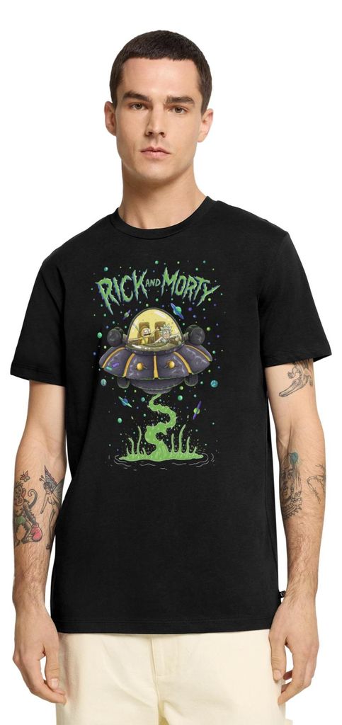 Spreadshirt Rick and Morty Fliegen Im Raumschiff Männer Premium T-Shirt, 3XL, Schwarz