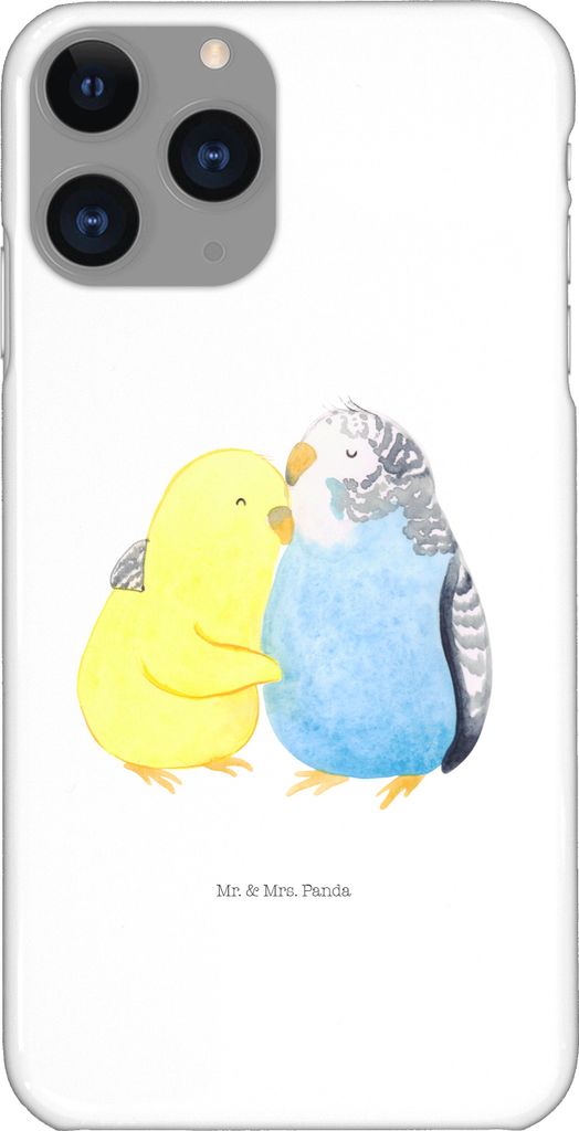 Mr. & Mrs. Panda Iphone 11 Pro Handyhülle Wellensittich Liebe - Weiß - Geschenk, glücklich, Umarmung, Handy Case, Vögel, Premium Kunststoff, Fr...