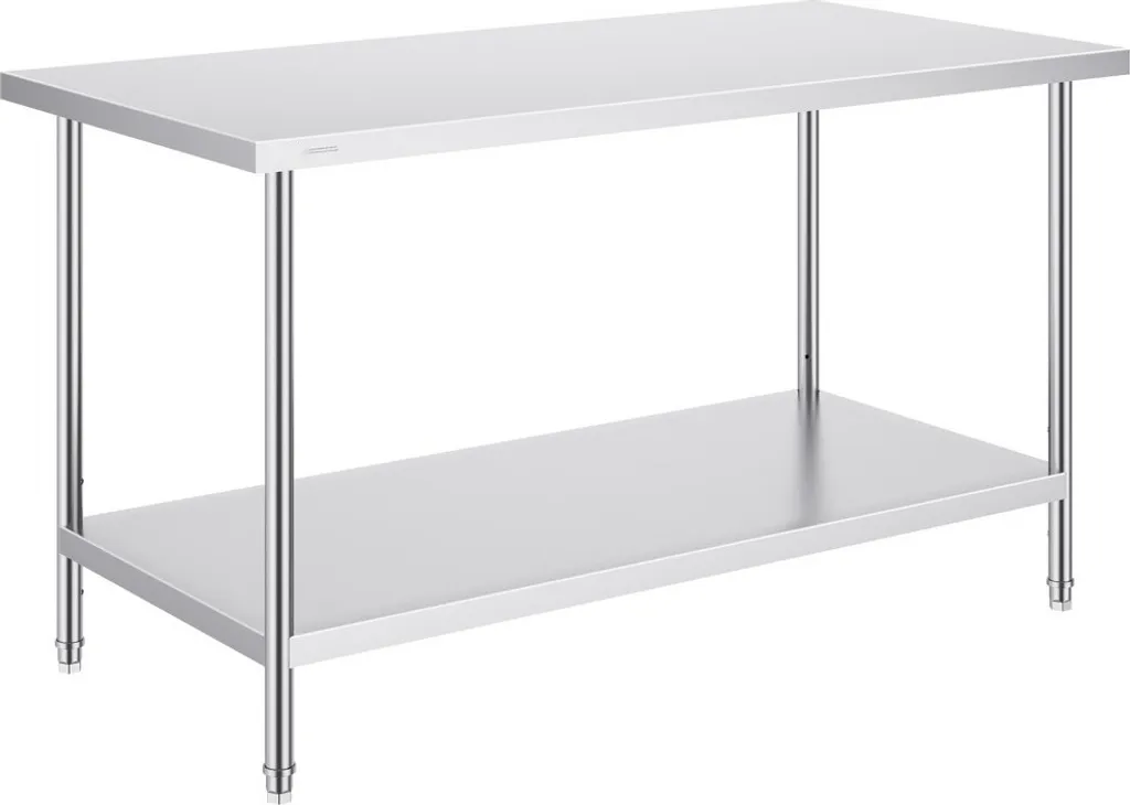 Table de préparation en acier inoxydable 762x1524mm à deux niveaux inox
