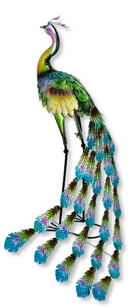 Metall Garten-Figur Pfau 85cm bunt Dekofigur groß Produktbild 