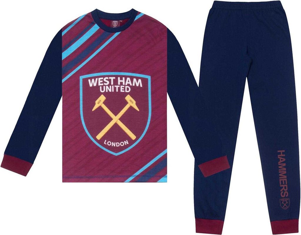 West Ham United FC - Schlafanzug mit langer Hose für Jungen, Sublimierung GF1115 (146-152) (Dunkles Marineblau)
