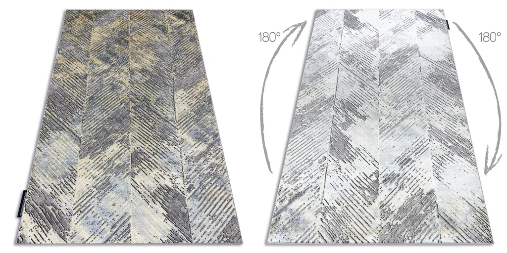 Tapis Déco Herringbone pour Salon Moderne Gris et Or en 140x190 cm