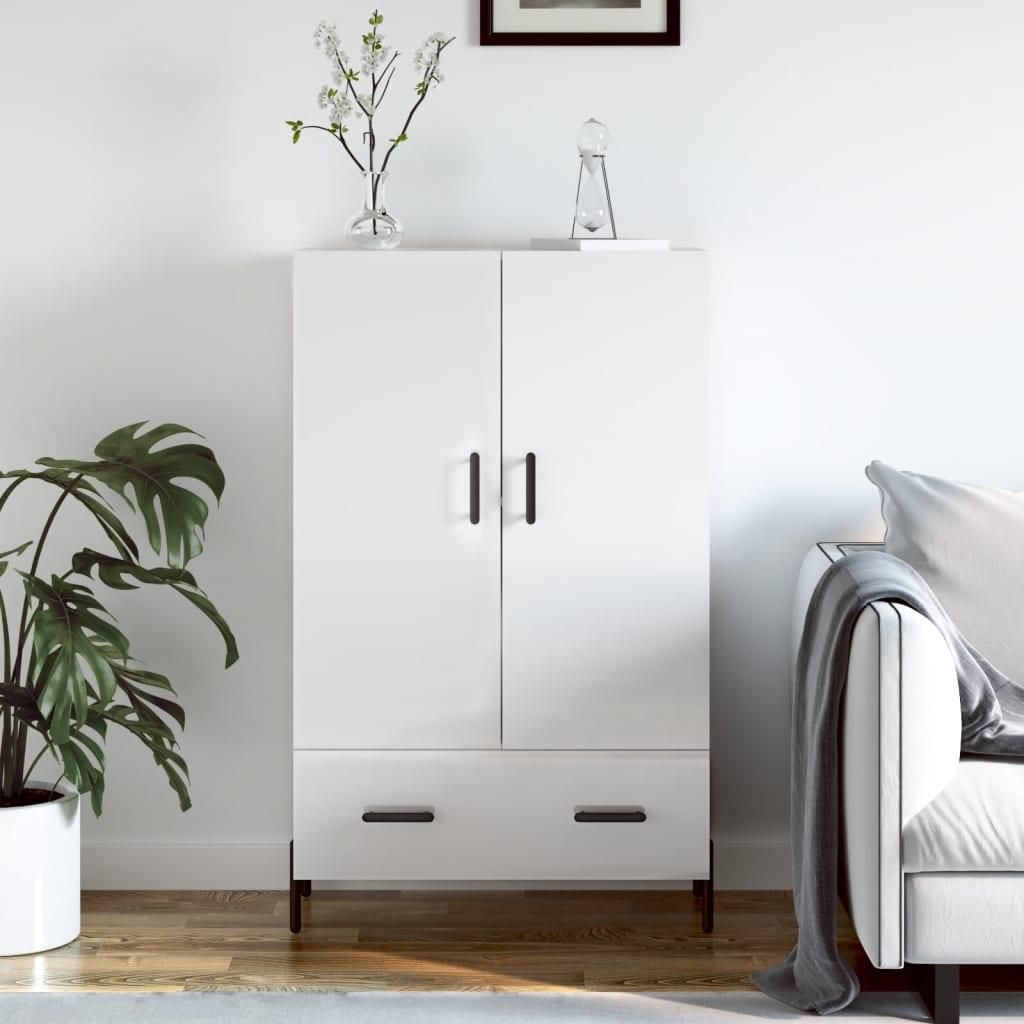 vidaXL Highboard Hochglanz-Weiß 69,5x31x115 cm Holzwerkstoff