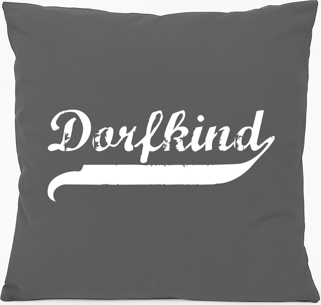 Huuraa Kissen Dorfkind Vintage 40x40cm mit Füllung Steel Grey Baumwolle Dekokissen Geschenkidee