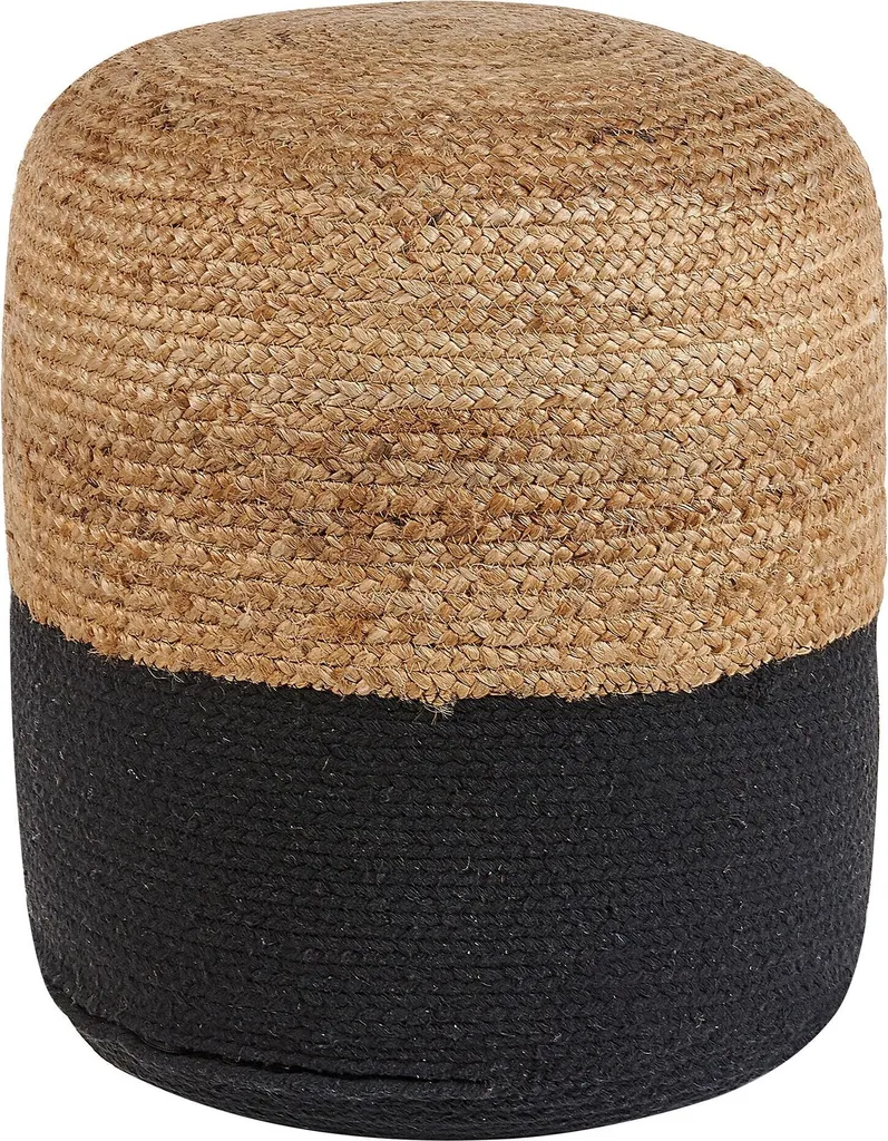 Pouf Noir 46 cm Dalama Lumarko en Tissu Robuste - Finition de Qualité