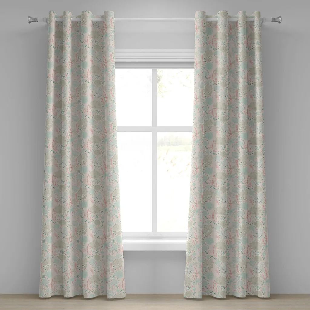 Paire de rideaux décoratifs à motifs de fleurs nature 280 x 245 cm